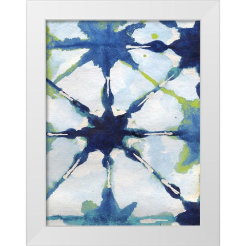 Green and Blue Shibori II White Modern Wood Framed Art Print by Medley, Elizabeth