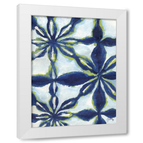 Green and Blue Shibori I White Modern Wood Framed Art Print by Medley, Elizabeth