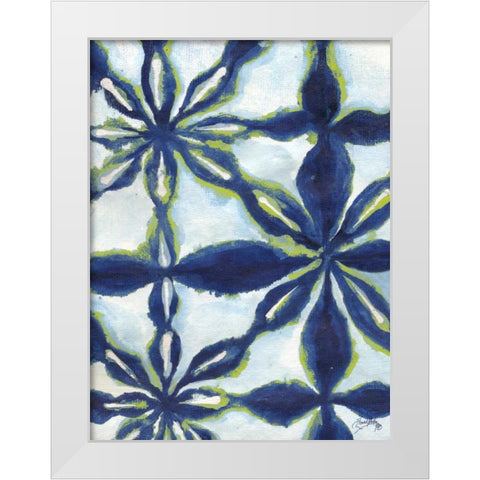 Green and Blue Shibori I White Modern Wood Framed Art Print by Medley, Elizabeth