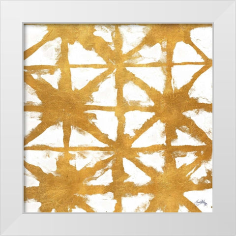 Shibori Gold Square IV White Modern Wood Framed Art Print by Medley, Elizabeth