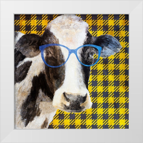 Cows with Shades I White Modern Wood Framed Art Print by Loreth, Lanie