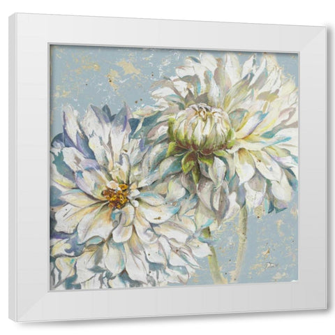 Cool Dahlias I White Modern Wood Framed Art Print by Pinto, Patricia