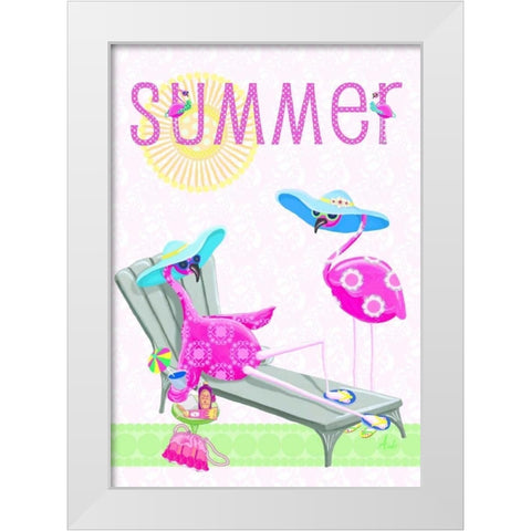 Flamingo Summer I White Modern Wood Framed Art Print by Metz, Andi
