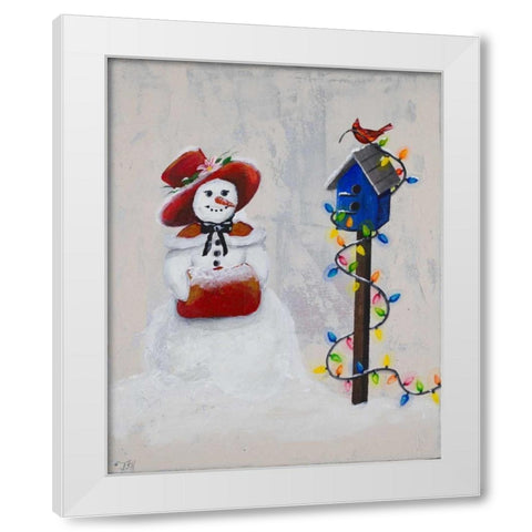 Jolly Snow Woman White Modern Wood Framed Art Print by Hakimipour, Tiffany