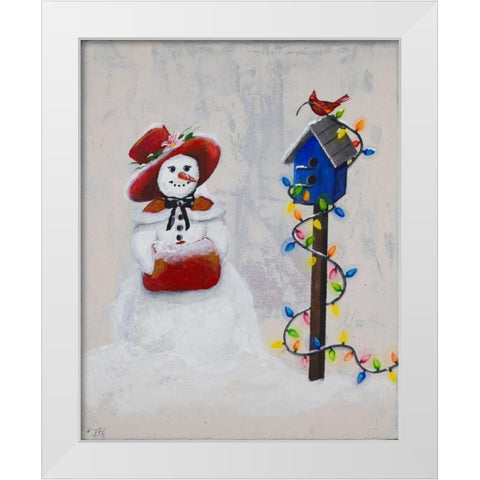 Jolly Snow Woman White Modern Wood Framed Art Print by Hakimipour, Tiffany