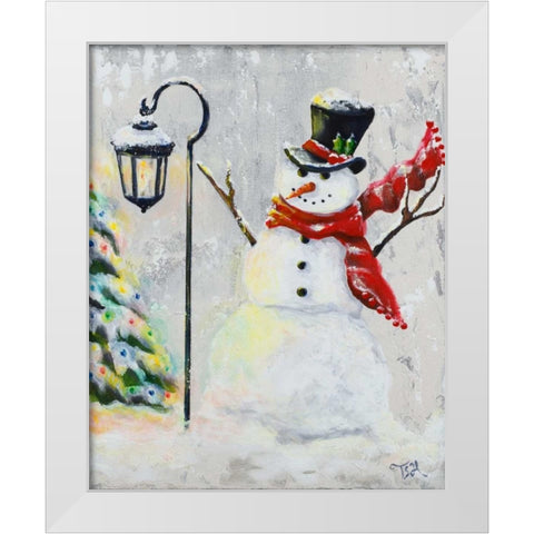 Jolly Snowman White Modern Wood Framed Art Print by Hakimipour, Tiffany