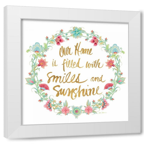 Smiles and Sunshine Gold White Modern Wood Framed Art Print by Gaynor, Janice