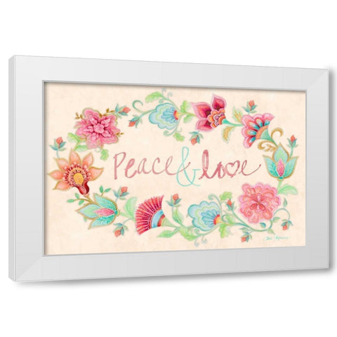 Peace and Love Wreath White Modern Wood Framed Art Print by Gaynor, Janice