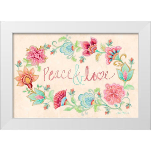 Peace and Love Wreath White Modern Wood Framed Art Print by Gaynor, Janice