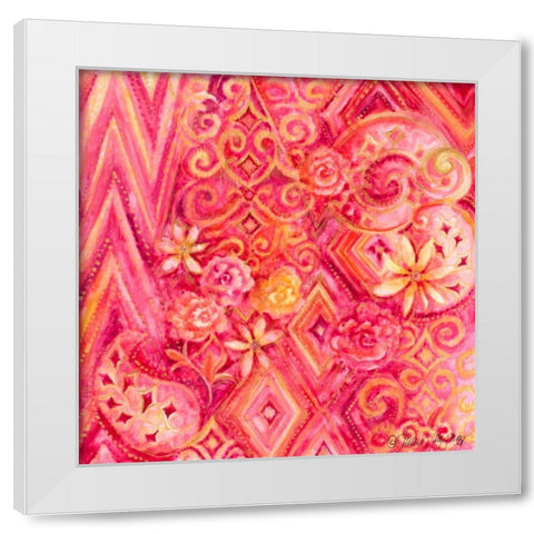 Pink Abstract White Modern Wood Framed Art Print by Gaynor, Janice
