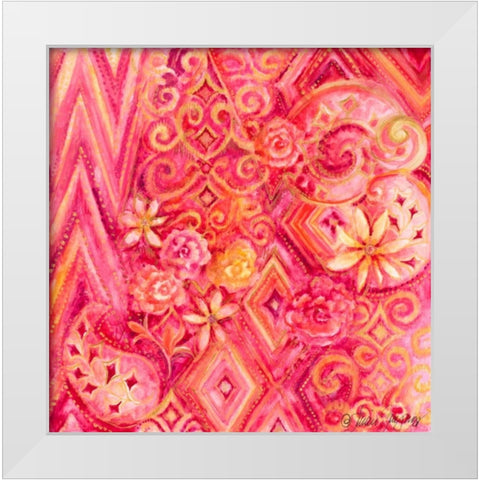 Pink Abstract White Modern Wood Framed Art Print by Gaynor, Janice