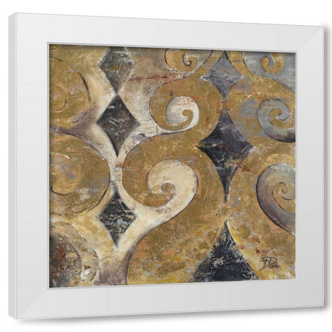 The Golden Ornaments White Modern Wood Framed Art Print by Pinto, Patricia