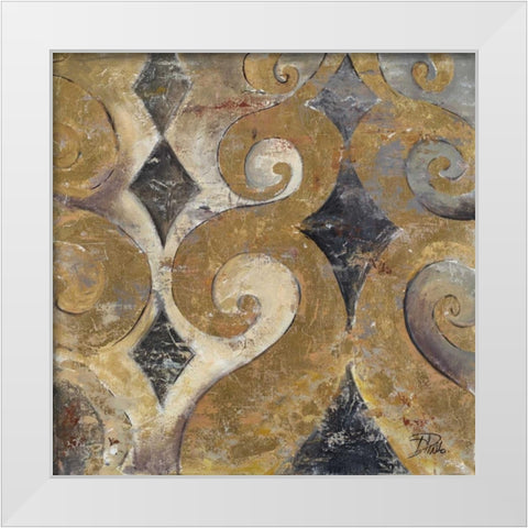 The Golden Ornaments White Modern Wood Framed Art Print by Pinto, Patricia