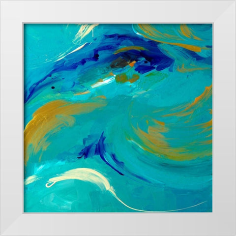 The Sea Sings in Teal Square White Modern Wood Framed Art Print by Loreth, Lanie