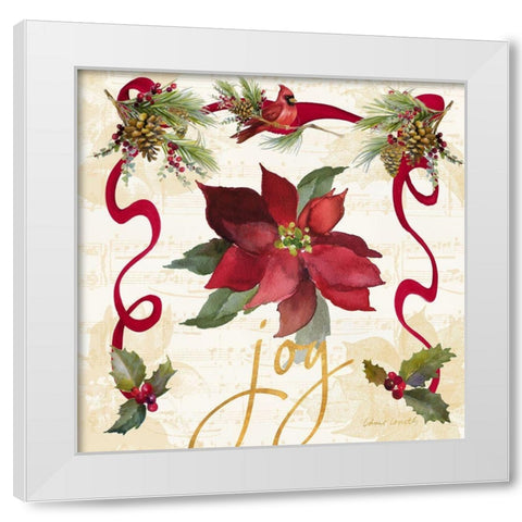 Christmas Poinsettia Ribbon IV White Modern Wood Framed Art Print by Loreth, Lanie
