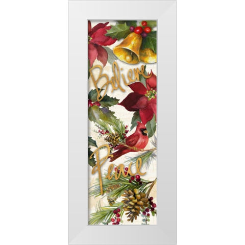 Christmas Poinsettia Panel III White Modern Wood Framed Art Print by Loreth, Lanie