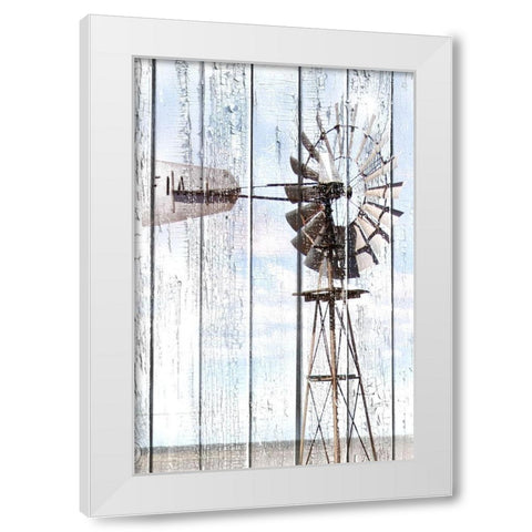 White Washed Windmill White Modern Wood Framed Art Print by Coppel, Anna