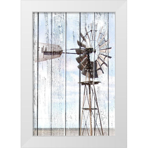 White Washed Windmill White Modern Wood Framed Art Print by Coppel, Anna