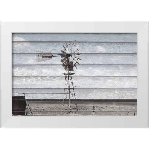 Rusted Windmill on Wood White Modern Wood Framed Art Print by Coppel, Anna