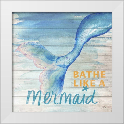 Mermaid Bath I White Modern Wood Framed Art Print by Medley, Elizabeth