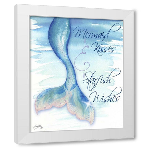 Mermaid Tail I (kisses and wishes) White Modern Wood Framed Art Print by Medley, Elizabeth