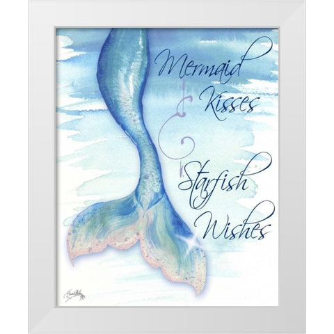 Mermaid Tail I (kisses and wishes) White Modern Wood Framed Art Print by Medley, Elizabeth