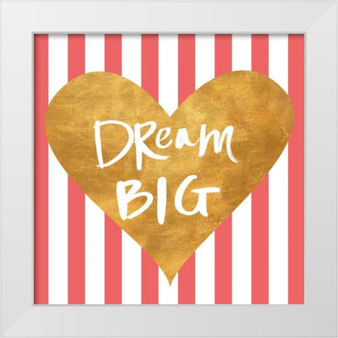 Heart on Stripes I White Modern Wood Framed Art Print by SD Graphics Studio