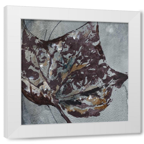 Watercolor Leaves Square II White Modern Wood Framed Art Print by Pinto, Patricia