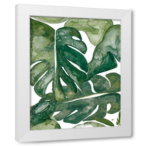 Green Plant Party I White Modern Wood Framed Art Print by Papa, Kat