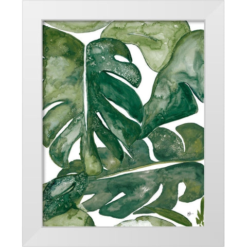 Green Plant Party I White Modern Wood Framed Art Print by Papa, Kat