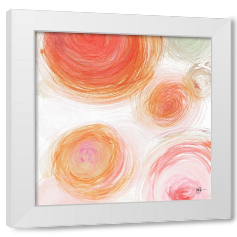 Orange Contempo Light Circles White Modern Wood Framed Art Print by Papa, Kat
