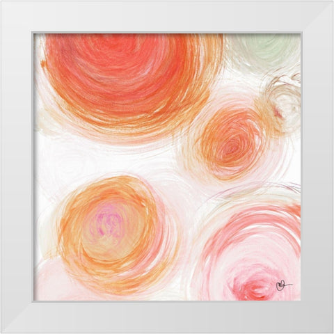 Orange Contempo Light Circles White Modern Wood Framed Art Print by Papa, Kat