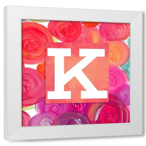Dot Garden Monogram (K) White Modern Wood Framed Art Print by James, Nola