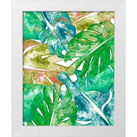 Bed of Leaves I White Modern Wood Framed Art Print by James, Nola