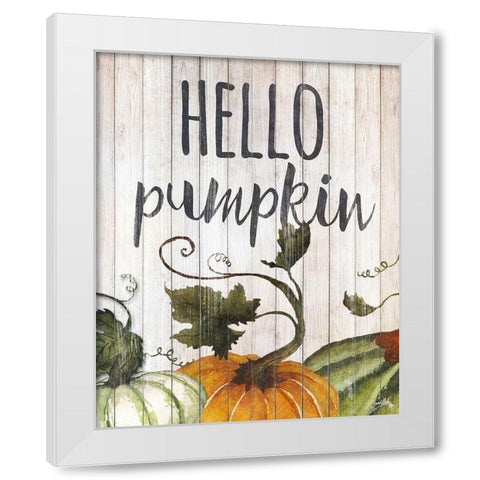 Hello Autumn Gourds I White Modern Wood Framed Art Print by Medley, Elizabeth