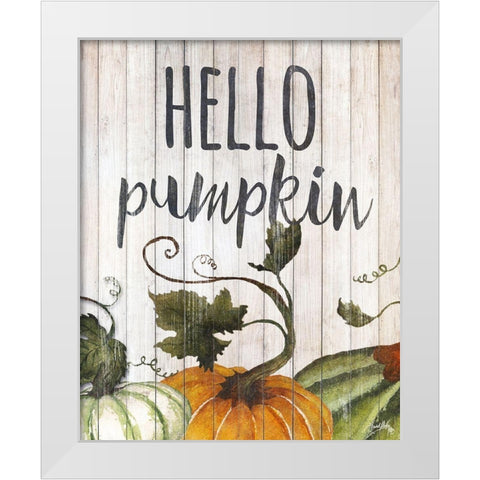 Hello Autumn Gourds I White Modern Wood Framed Art Print by Medley, Elizabeth