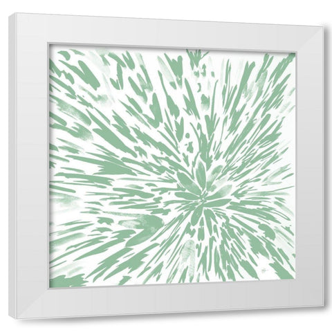 Green Explosion White Modern Wood Framed Art Print by Papa, Kat