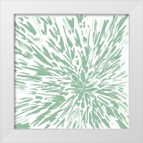 Green Explosion White Modern Wood Framed Art Print by Papa, Kat