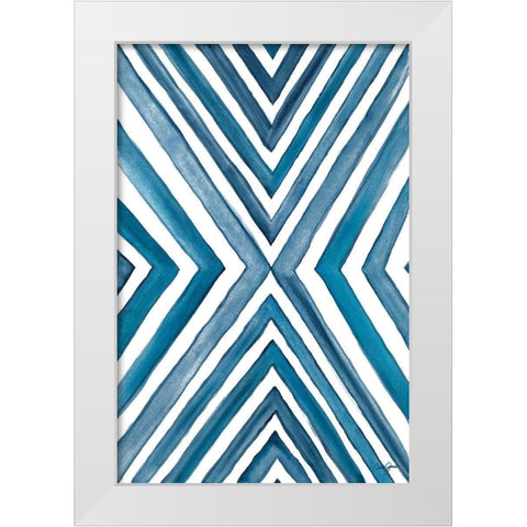 Angled Indigo White Modern Wood Framed Art Print by Papa, Kat