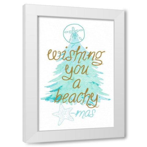 Beachy Xmas White Modern Wood Framed Art Print by James, Nola