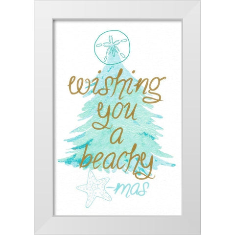 Beachy Xmas White Modern Wood Framed Art Print by James, Nola