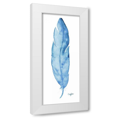 Blue Feather White Modern Wood Framed Art Print by James, Nola