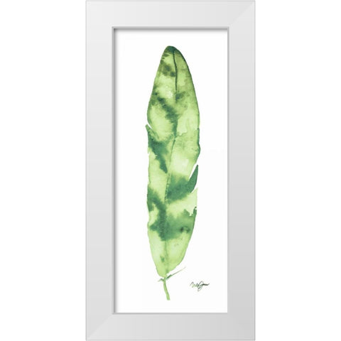 Green Feather White Modern Wood Framed Art Print by James, Nola