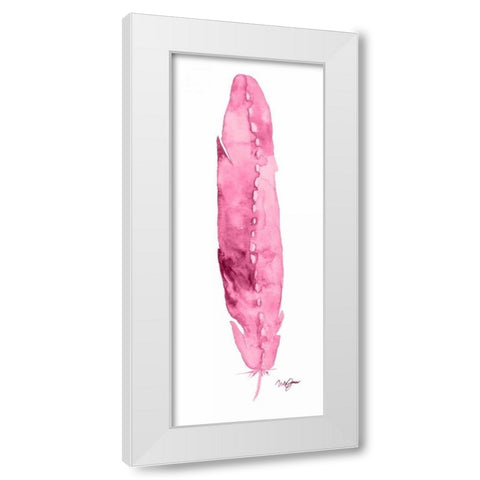 Pink Feather White Modern Wood Framed Art Print by James, Nola