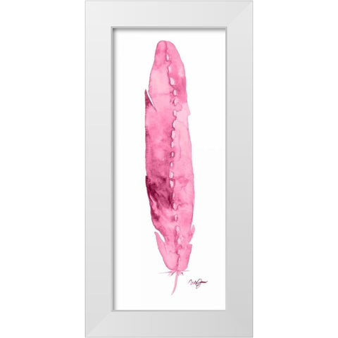 Pink Feather White Modern Wood Framed Art Print by James, Nola