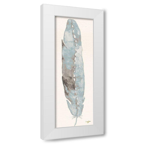 Single Feather III White Modern Wood Framed Art Print by James, Nola