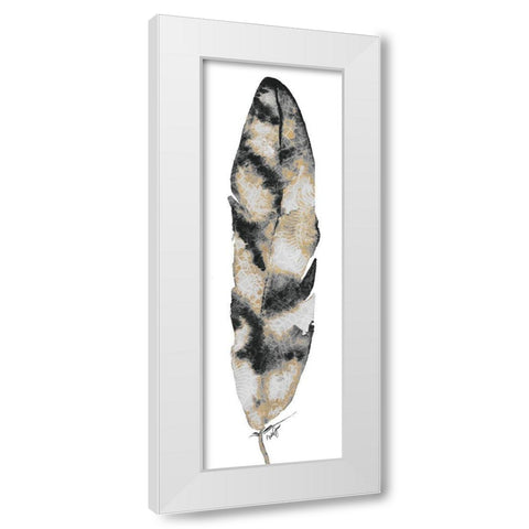 Black and Gold Feather White Modern Wood Framed Art Print by James, Nola