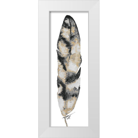 Black and Gold Feather White Modern Wood Framed Art Print by James, Nola