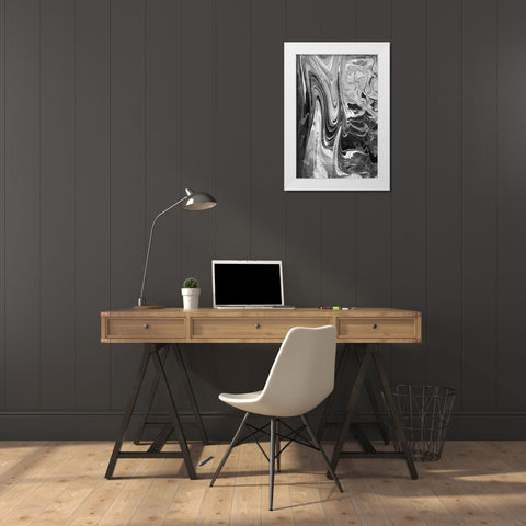Marble Mood White Modern Wood Framed Art Print by Peck, Gail