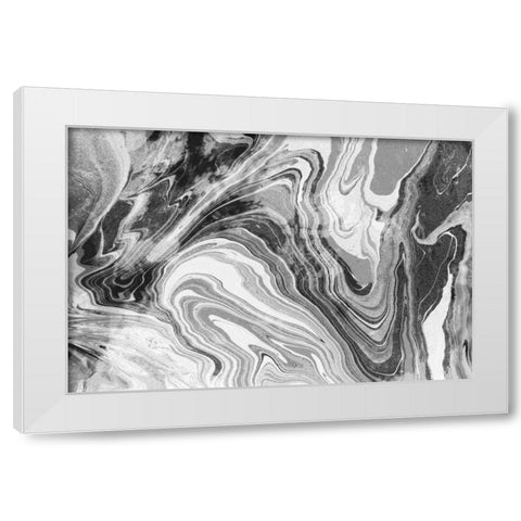 Marbling BW White Modern Wood Framed Art Print by Peck, Gail